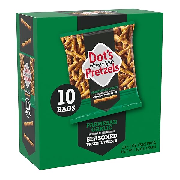 DOT’S PRETZELS PARMESAN GARLIC SEASONED PRETZEL TWIST SNACK,...