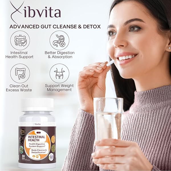 VIBVITA GUT HEALTH CLEANSE DETOX CAPSULES – INTESTINAL CLEANER WITH WORMWOOD, BLACK WALNUT, GARLIC BULB, CLOVE SUPPORT COLON CLEANSER & DIGESTION SYSTEM FOR WOMEN & MEN, 30 CAPS