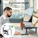 BONTEC Monitor Stand with Drawer 3 Height Adjustable Riser Mesh Platform view 2