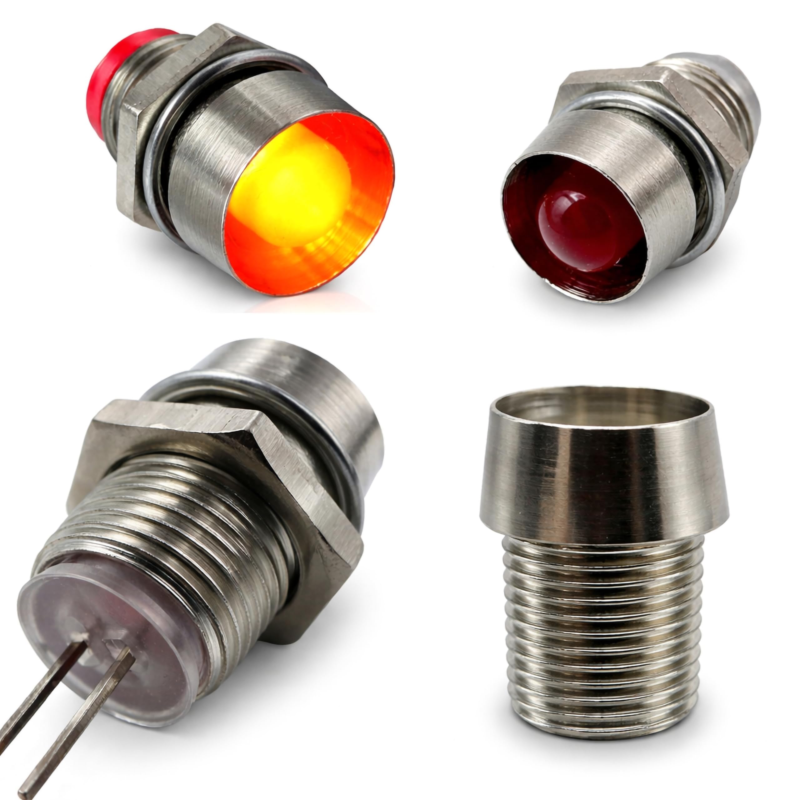 LUMETHEUS LED Socket 3 mm Metal Silver 100 Piece Set - Holder Base for Diode Lamp Thread Mounting Rings Bezel Clip Mount Panel Display — image 1