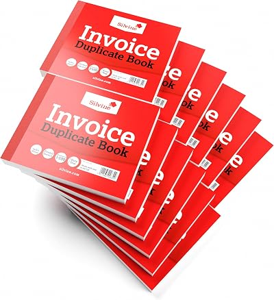 Silvine Duplicate Invoice Book Pack of 12 Numbered 1-100 4x5