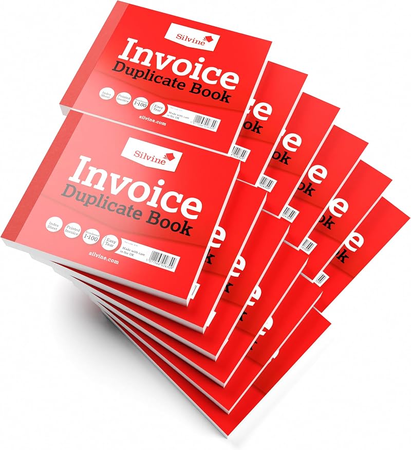 Silvine Duplicate Invoice Book Pack of 12 Numbered 1-100 4x5