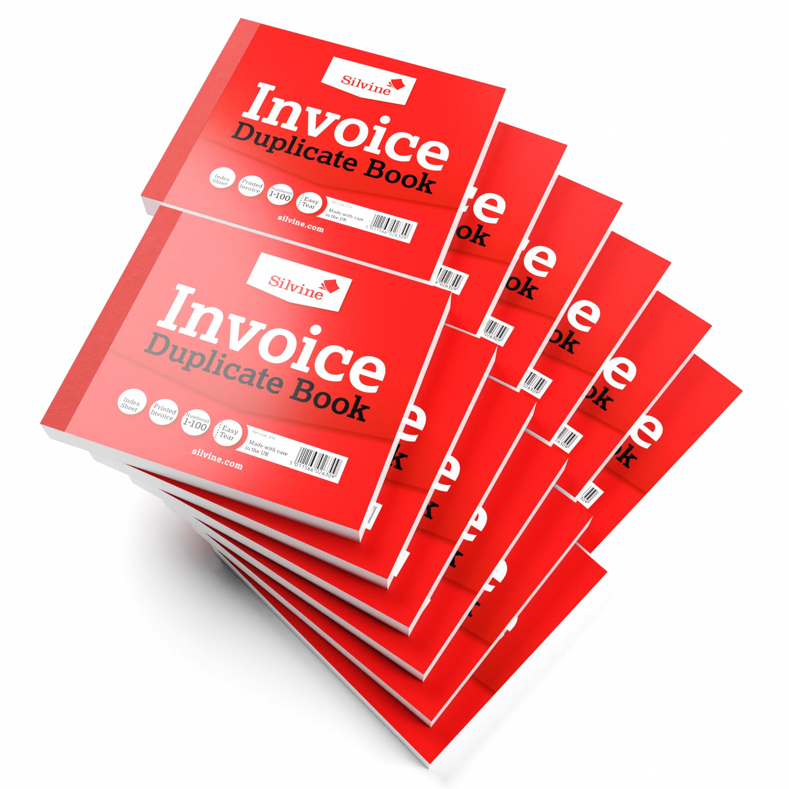 Silvine Duplicate Invoice Book - Numbered 1-100 with index sheet (102 x 127mm) [Pack of 12]