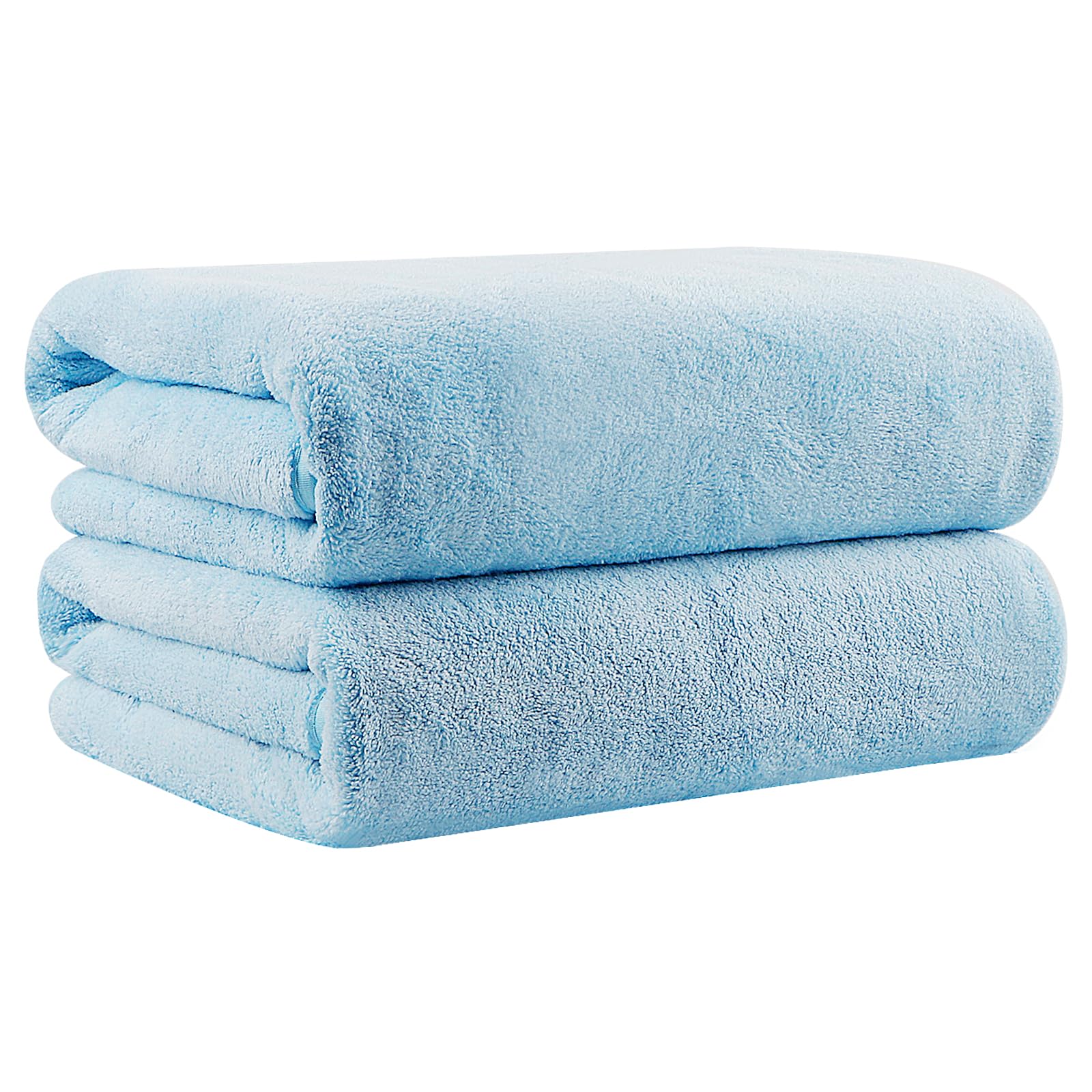 Orighty Bath Towels Set Pack of 2(27’’ x 54’’) - Soft Feel Bath Towel Sets, Highly Absorbent Microfibre Towels for Body, Quick Drying, Microfibre Bath Towels for Sport, Yoga, SPA, Fitness - Blue