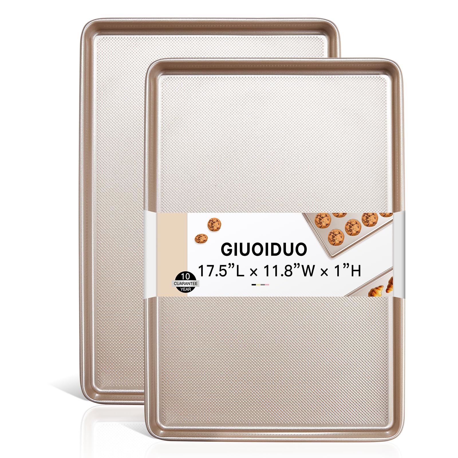 Photo 1 of 2 Pack Half Sheet Baking Pans,Commercial Quality Baking Sheet Pan Set,Carbon Steel Cooking Pans, Non Stick Baking Sheet for Oven,Large Thick Cookie Tray Pans for Baking?17.5 * 11.8 * 1inch?