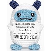 Funny Birthday Crochet Bigfeet Plush – Happy Birthday Gift for Best Friends Women Men Him or Her – Winter Christmas Tree Decorations Cute Desk Decor & Card Alternative