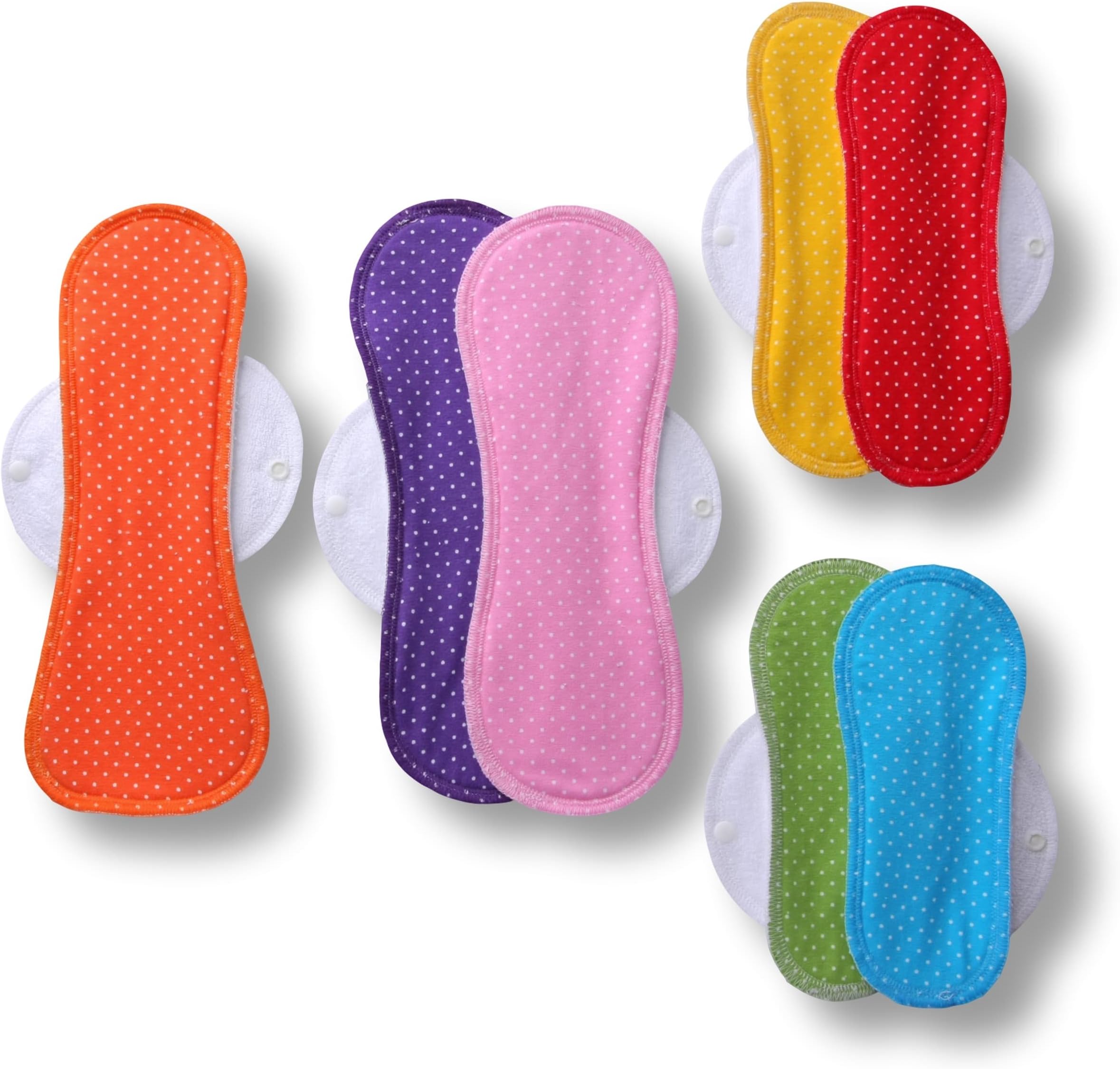 Reusable Menstrual Pads, 7-Pack Cotton Reusable Sanitary Pads with Wings, Made in EU, for Menstrual Periods, Incontinence, Postpartum Flow; Washable Cloth Pads w/o Chemicals; Washable Menstrual Cloth