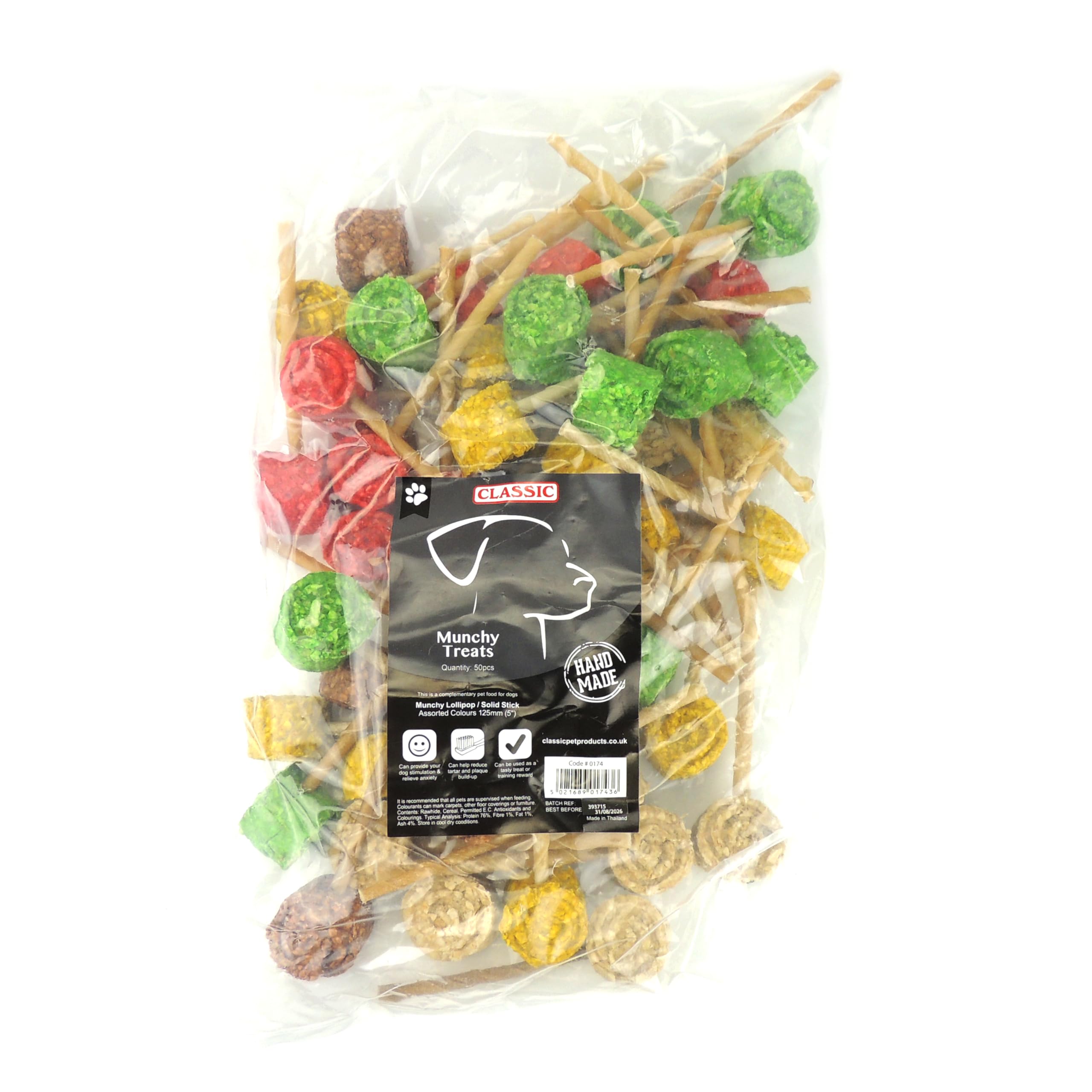 CLASSIC Munchy Lollipop/Solid Stick, Multi-Colour, 125 mm, Pack of 50