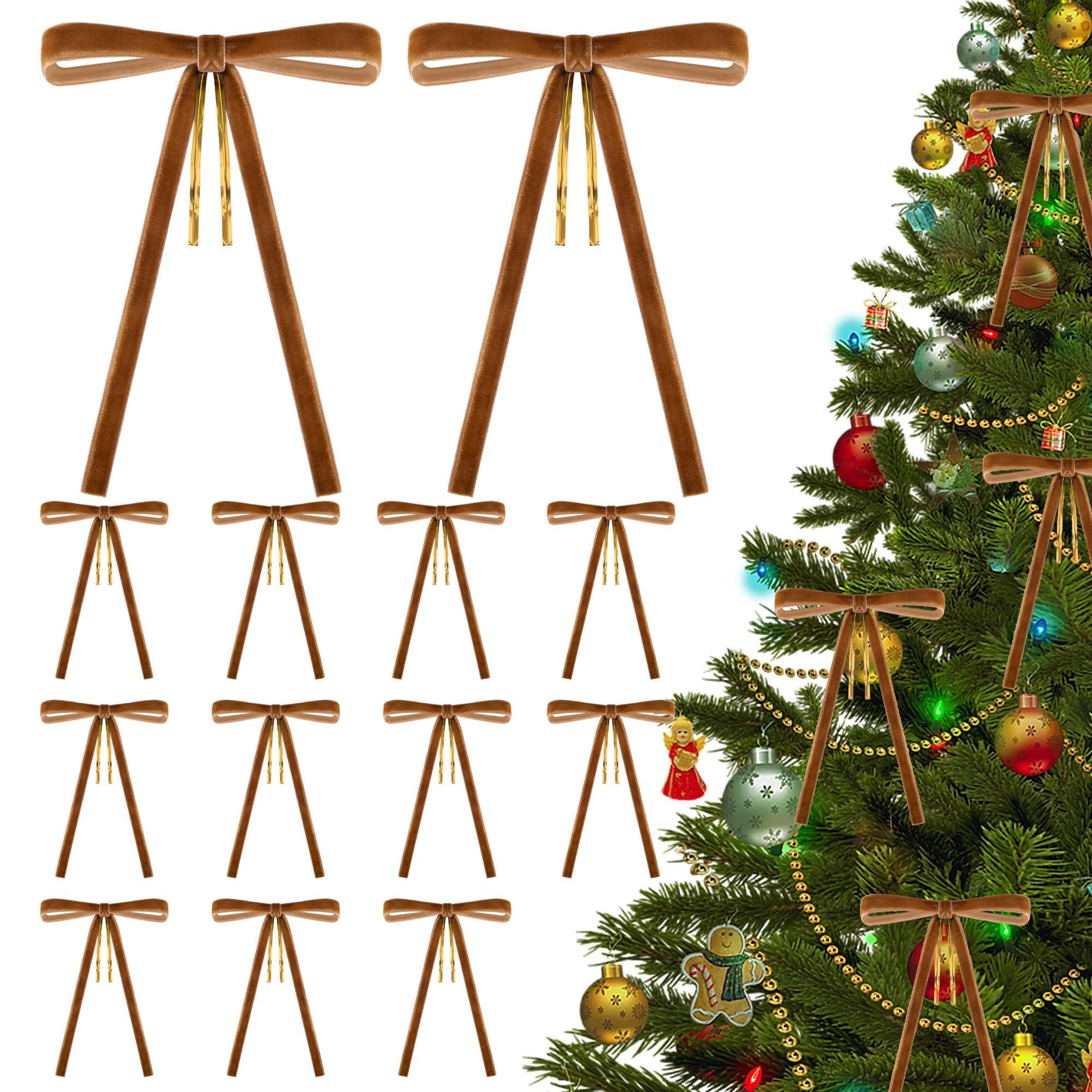 36 Pcs Velvet Christmas Wreath Bow - 5 x 7 Inch Christmas Tree Bow Decoration - Vintage Velvet Ribbon Bows Rustic Crafts Gift Bows for Indoor Outdoor Wreaths Garland Holiday Xmas Tree Decor