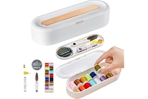 FKOG White Sewing Kit, Portable Family Travel Sewing Project Kit Multifunctional Sewing Supplies Repair Kit Sewing Thread Accessories DIY Sewing Supplies Organizer (White)
