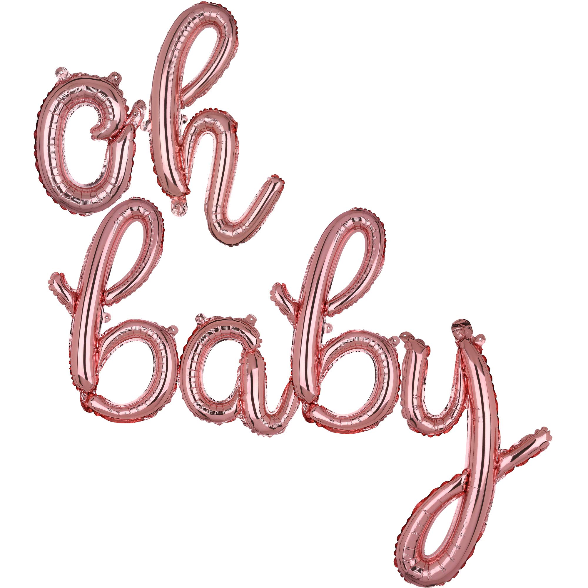 Balloon for OH Baby Rose Gold Cursive Letter Foil Mylar Banner Birthdays Party Decorations Balloons Supplies Small 16 Inch Baby Shower