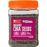 BBF Organic Chia Seeds 20 Oz, Omega-3 &amp; Fiber, Pudding, Smoothies, Oatmeal | High Fiber Chia Seeds, Omega 3s, Plant-Based Protein, Overnight Oats, Egg Replacement for Baking, BetterBody Foods