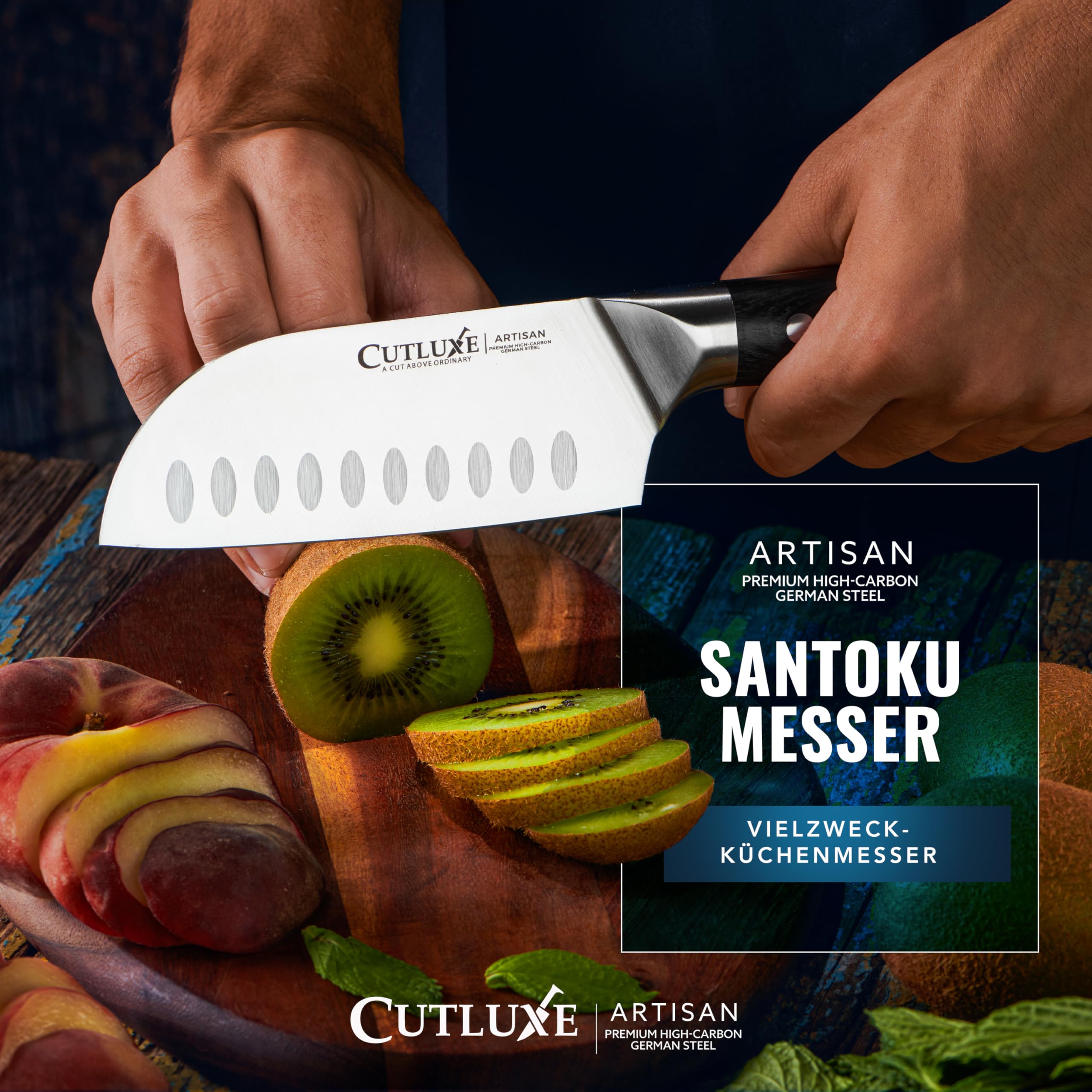 Cutluxe Santoku Messer 13cm – Fischmesser Fleischmesser Sushimesser Küchenmesser – Deutscher Schmiedestahl, Extrem Scharf, Ergonomisches Design 4