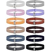 Cutecrop 12 Pcs Women Elastic Stretchy Belt Invisible with Adjustable No Show Flat Buckle for Jeans Pants Dresses