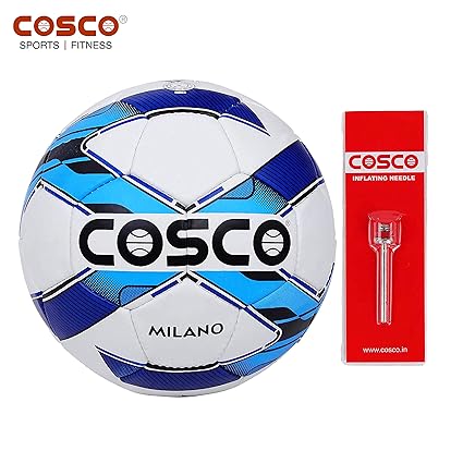 Cosco Milano Foot Ball, Size 5  (White/Blue/Black)