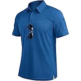 Alimens & Gentle Mens Polo Shirt Short Sleeve Tactical Dry Fit Golf Shirts Stretch Work Collared Tops Outdoor Sport Tennis