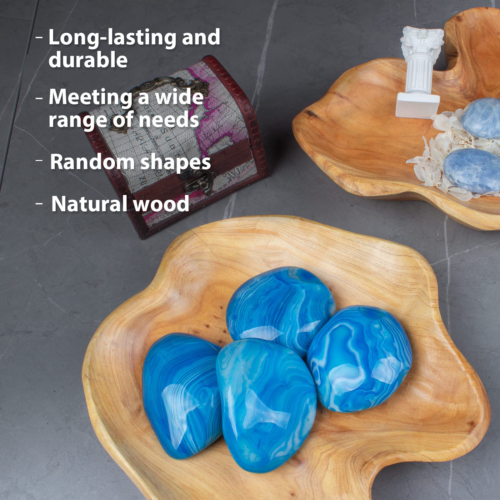 BTEOBFY Natural Wood Fruit Bowl 11-13 inch, Unique Handmade Wood Serving Platter, Wood Fruit Snack Dish for Sandwich Bread Serving, Appetizer Display, Vintage Ring Dish, Hand Carved Artworks - Image 8