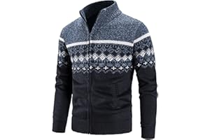 Men's Cardigan Sweaters Full Zip Up Stand Collar Sweater Jacket Business Stylish Casual Slim Thermal Warm Knitted Coat