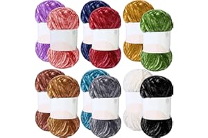 Xinnun 12 Skeins 1116 Yards Chenille Yarn 6mm Soft Thick Plush Yarn Fluffy Velvet Yarn for Crocheting Knitting DIY Craft Making Blankets, Clothes, 3.5 Oz/Skein (Elegant Color)