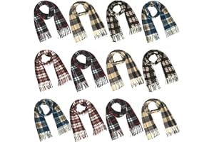 KIGELI 12 Pcs Soft Winter Scarf Thick Warm Scarf for Men Women Children Women's Knit Cold Weather Scarves Tassel Edge Men's Scarves