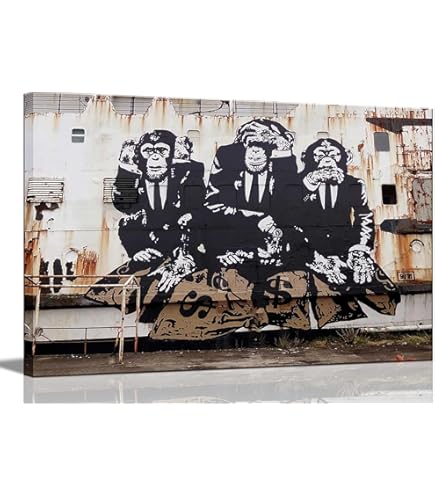 Amazon.com: Banksy Graffiti Wall Art Monkey Banana Gun Pop Art