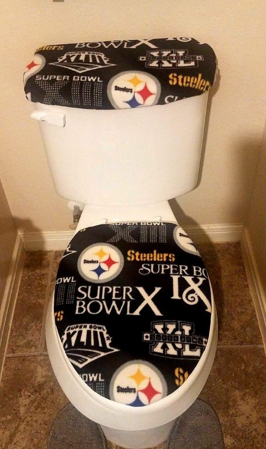 Pittsburgh Steelers Super Bowl Edition Fleece Fabric Toilet Seat Cover Set 2pc Bath Bathroom Accessories Guardebemcom