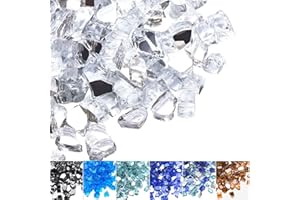 Calofulston 10lbs Fire Glass for Propane Fire Pit, 1/2 Inch Clear Fire Glass, Reflective Fire Pit Glass Rocks for Fire Pit Table and Fireplace