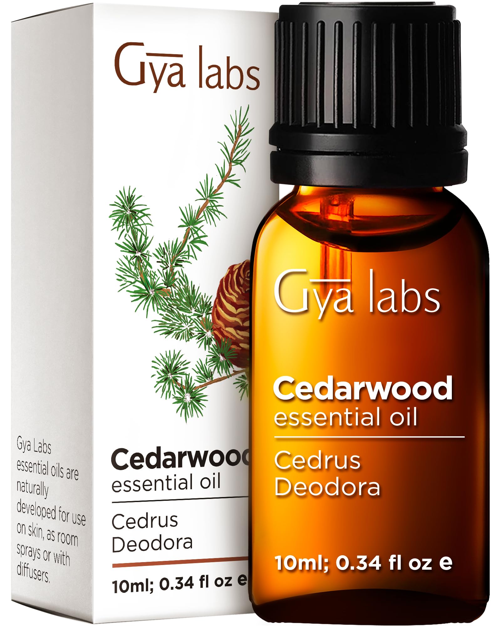 Gya Labs Cedarwood Essential Oil for Hair and Diffuser - Essential Oil Cedarwood Oil for Hair, Aromatherapy & Skin - Fresh, Woodsy, Piney Scent - 100% Natural (10ml)