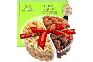 Nut Cravings Gourmet Collection - Mothers Day Mixed Nuts Gift Basket + Heart Ribbon (4 Assortments) Arrangement Platter, Birthday Care Package - Healthy Kosher USA Made