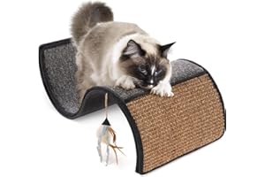 PETLINKS Instincts by SmartyKat Dream Curl Carpet & Sisal Cat Scratcher, Dual-Surface Curl for Scratching, Lounge & Hide for Cats & Kittens, Gray & Denim, One Size