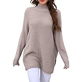 Womens Loose Sweater Oversized Turtleneck Long Batwing Sleeve Casual Winter Trendy Tops