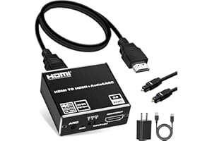 NEWCARE HDMI ARC to Optical Audio Adapter, 4K@60Hz HDMI Audio Splitter Converter, HDMI to HDMI + Optical Toslink SPDIF + 3.5mm Jack AUX Audio Out, Metal HDMI Audio Extractor Support Blue-Ray Play Soundbar