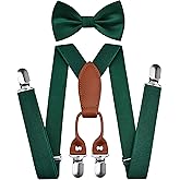 Branduce Adjustable Baby Boy Pre-tied Bow Tie and Suspenders Set Kids Y Back Suspenders with 4 Strong Clips