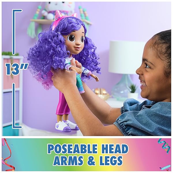 GABBY’S DOLLHOUSE DREAMWORKS, SING & CELEBRATE GABBY GIRL DOLL, 13-INCHES TALL WITH SOUND EFFECTS & REVERSIBLE CAT EARS, KIDS TOYS FOR GIRLS & BOYS AGES 3+