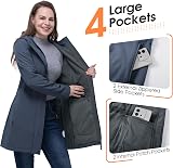 33,000ft Women’s Softshell Jacket Hooded Waterproof Windbreaker Grayish Blue 3XL view 5