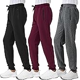 3 Pack Boys Fleece Sweatpants Athletic Soft Jogger Pants with Zipper Pockets Size 4-20 (No Pilling,No Fade)