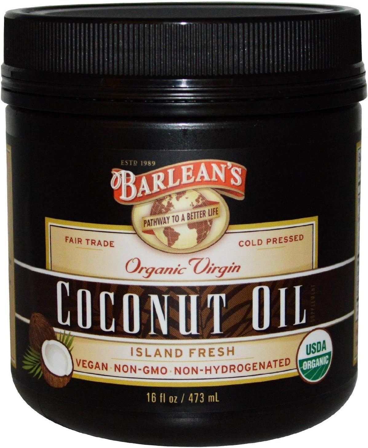 PACK OF 2 - BARLEAN'S Organic Virgin Coconut Oil 16fl.oz. EACH