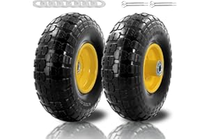 FENLUQI 𝙐𝙥𝙜𝙧𝙖𝙙𝙚 10In Solid Rubber Tire Wheels with 5/8" Bearings, 2.17" Offset Hub. 4.10/3.50-4 Flat Free Tires Replacement For Gorilla Carts,Hand Truck,Garden cart, 440lbs Capacity