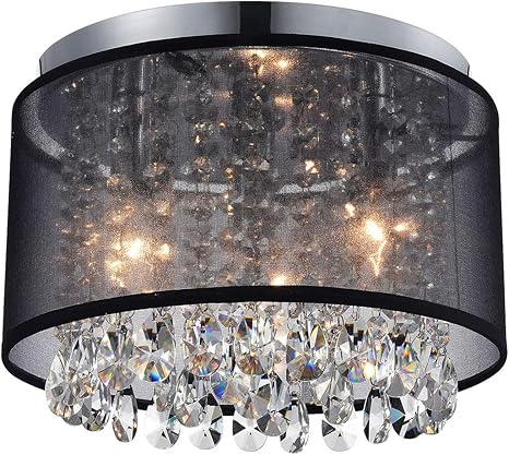 Amazon Com Black Mini Chandeliers Drum Gauze Crystal Ceiling