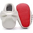 Bebila Double Bow Fringe Baby Moccasins - Soft Sole Baby Shoes Girls Toddler Crib Flats