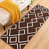 Rtizon Soft Runner Rug, 2x6Ft Moroccan Non-Slip Carpet for Bedroom, Geometric Small Area Rugs with Memory Foam for Living Room Office Bedside Dorm Hallway, Brown and White