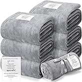 Moukeren 6 Pack Employee Appreciation Gifts Thank You Blankets Bulk, 50 x 60 Inch Fuzzy Cozy Blankets with Inspirational Quote, Soft Flannel Throws for Teachers Nurses(6 Pack,Light Gray,Appreciated)