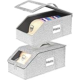 Cigorea Hat Organzier for Baseball Caps - 2 PCS Stackable Hat Storage Holder Holds up to 26 Caps for Closet, Dust-Proof Hat Boxes Container with Clear Window for Home