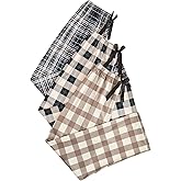 Floerns Women's 3 Pcs Plaid Print Drawstring Waist Pajama Pants Sleepwear