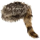 Artisan Owl Daniel Boone & Davy Crockett Style Raccoon Hat - Synthetic Cap with Real Raccoon Tail