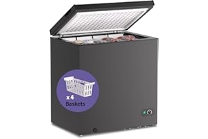 Northair Chest Freezer - 7 Cu Ft with 4 Removable Baskets - Reach In Freezer Chest - Quiet Compact Freezer - 7 Temperature Settings - Black