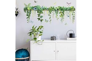 MeyRolizn Nature Green Plants Peel and Stick Wall Decals Wallpaper, Removable Wall Decals Shelves Green Plants Vinyl Art Wall