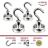 SplendidPack Heavy Duty Magnetic Hooks (4 pack) Powerful Storage Organizer for Any Magnetic Surface in Kitchen & Garage - Strong & Small Neodymium Hanging Hook for Refrigerator Wall Peg & White Board