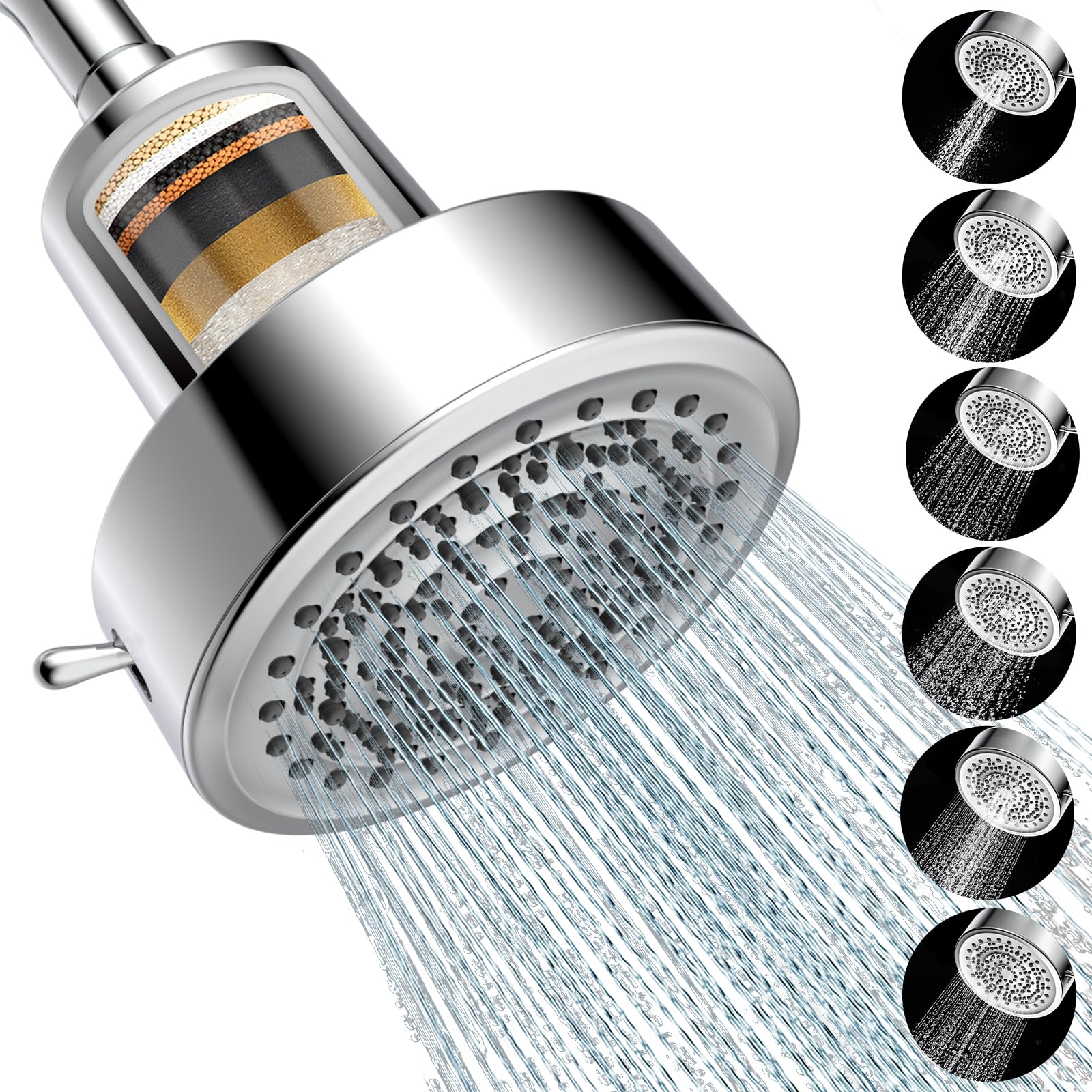 Photo 1 of Filtered Shower head for Healthier Hair & Skin – Removes Chlorine & Heavy Metals,High Pressure 6 Mode Settings Shower Head Filter for Hard Water, Easy install,One-touch Quickly Filter Replacement