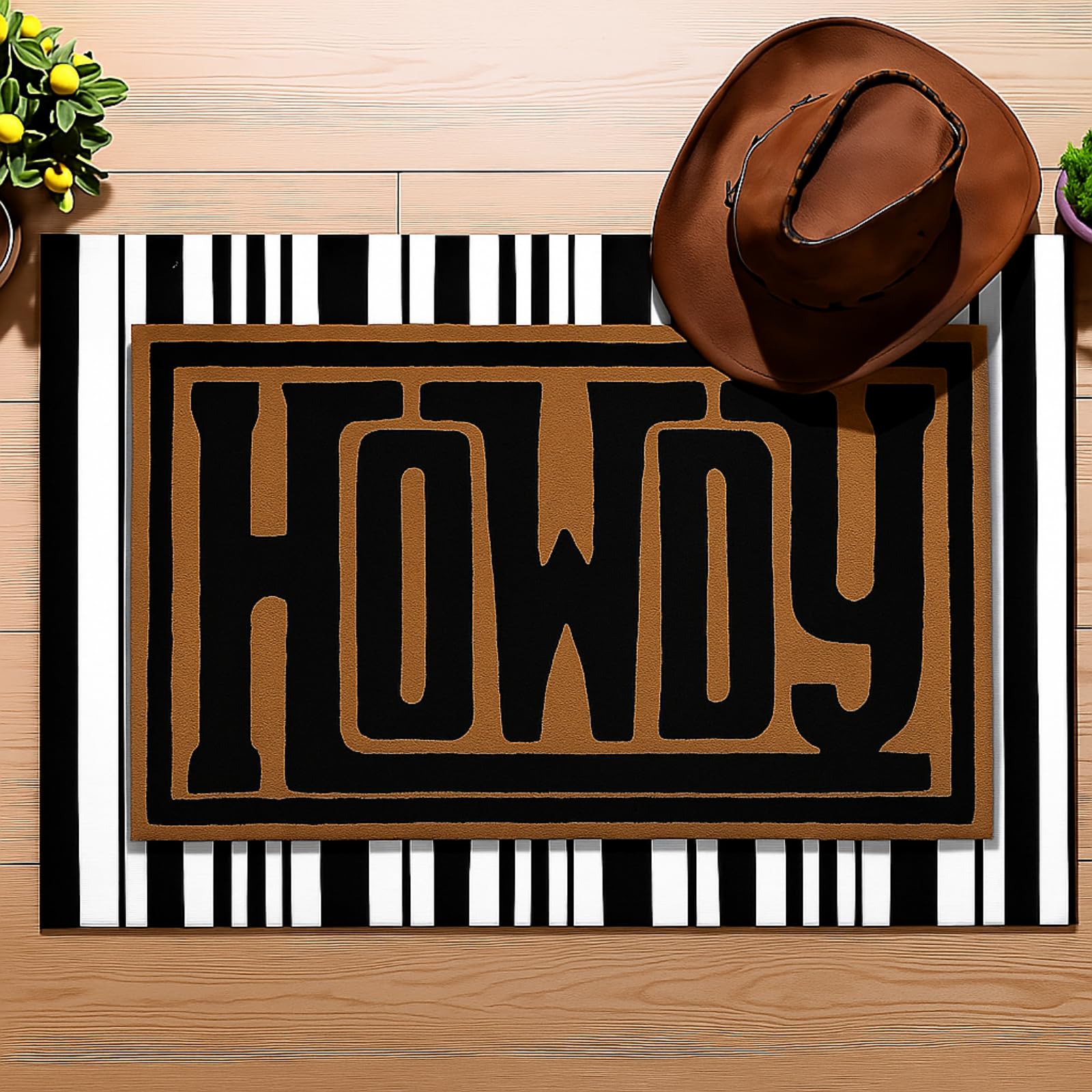 Photo 1 of Drydiet 2 Pcs Western Howdy Coir Doormats Outdoor Farmhouse Welcome Door Mats Layered Front Door Rugs Non Slip Floor Mats for Porch Entryway Indoor Outdoor Decor